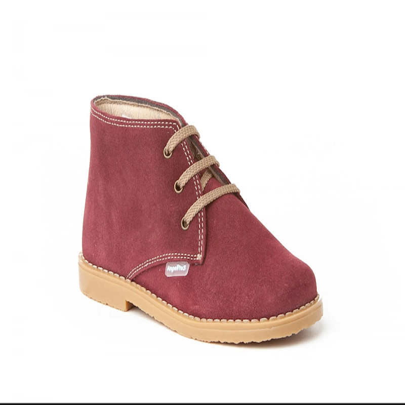 Made in Spain Boys Suede Safari Boot EU20-EU31 Burgundy